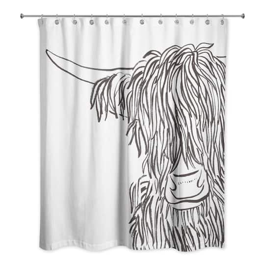 Wash-Up Cow Sketch 71" x 74" Shower Curtain